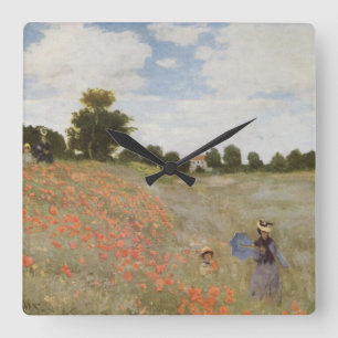 Field of Poppies Claude Monet Square Wall Clock
