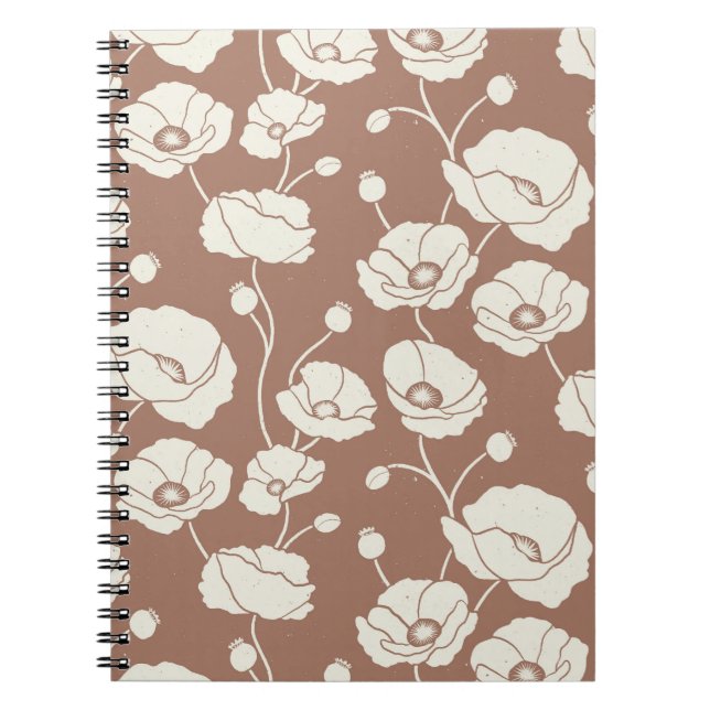 Field of Poppies cream on brown Notebook (Front)
