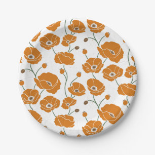 Field of Poppies orange Paper Plate