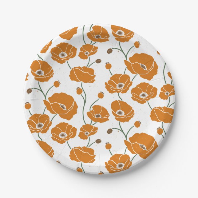 Field of Poppies orange Paper Plate (Front)