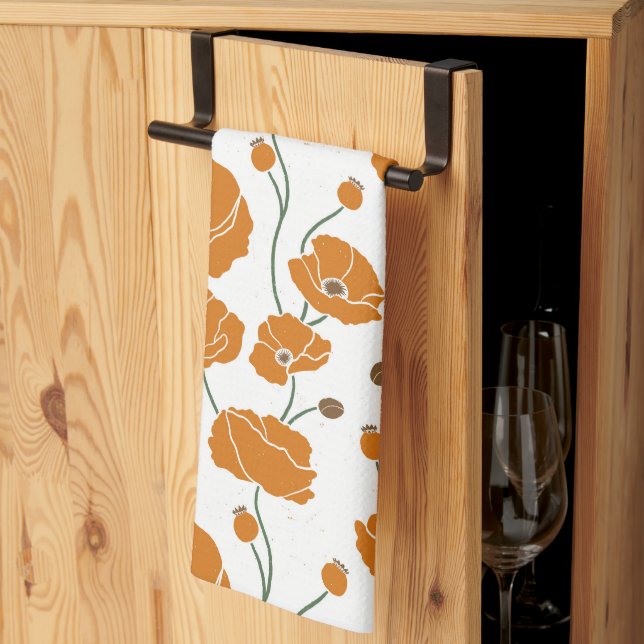 Field of Poppies orange Tea Towel (Thirds Fold)