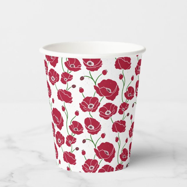 Field of Poppies red Paper Cups (Front)