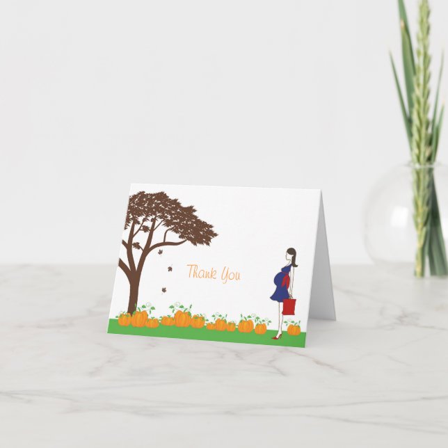 Field of pumpkins baby thank you cards (Front)