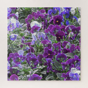 Field Of Purple Flowers 8420 Pansies Jigsaw Puzzle