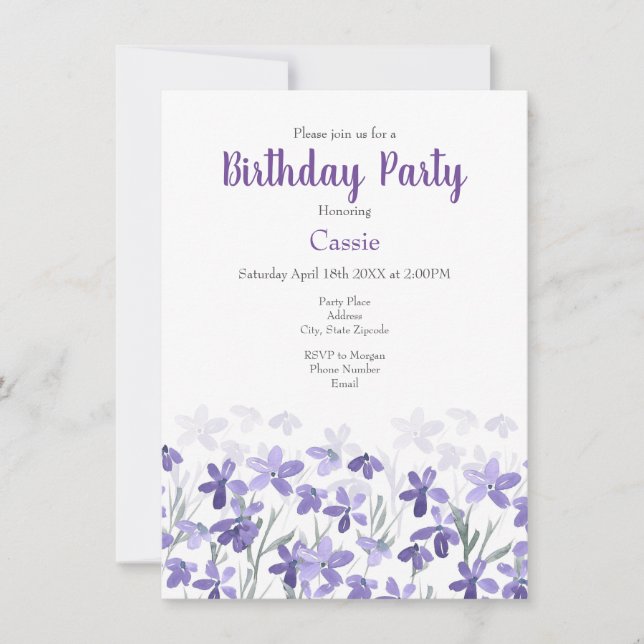 Field of Purple Wildflowers Invitation (Front)