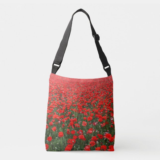 Field of Red Poppies Crossbody Bag (Front)