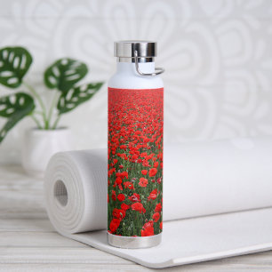 Field of Red Poppies Water Bottle