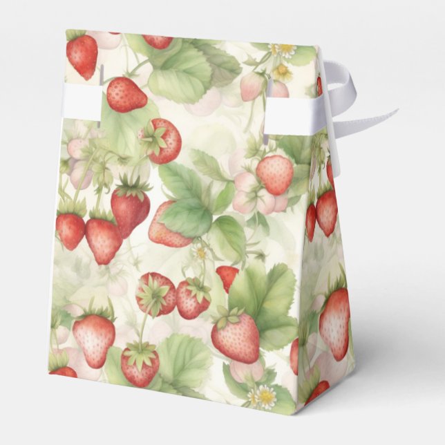 field of ripe, red strawberries favour box (Back Side)