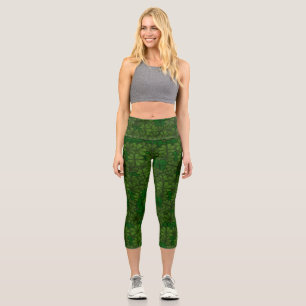Field of Shamrocks Digital Art Pattern St Patricks Capri Leggings
