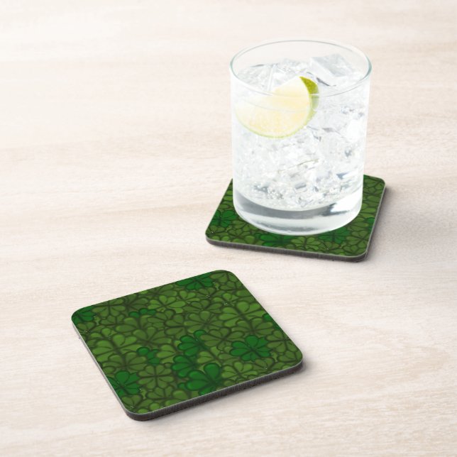 Field of Shamrocks Digital Art Pattern St Patricks Coaster (Right Side)