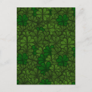 Field of Shamrocks Digital Art Pattern St Patricks Holiday Postcard