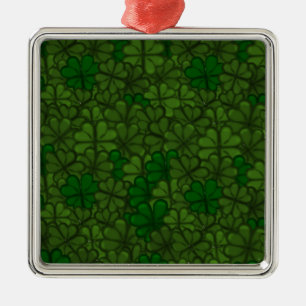 Field of Shamrocks Digital Art Pattern St Patricks Metal Tree Decoration