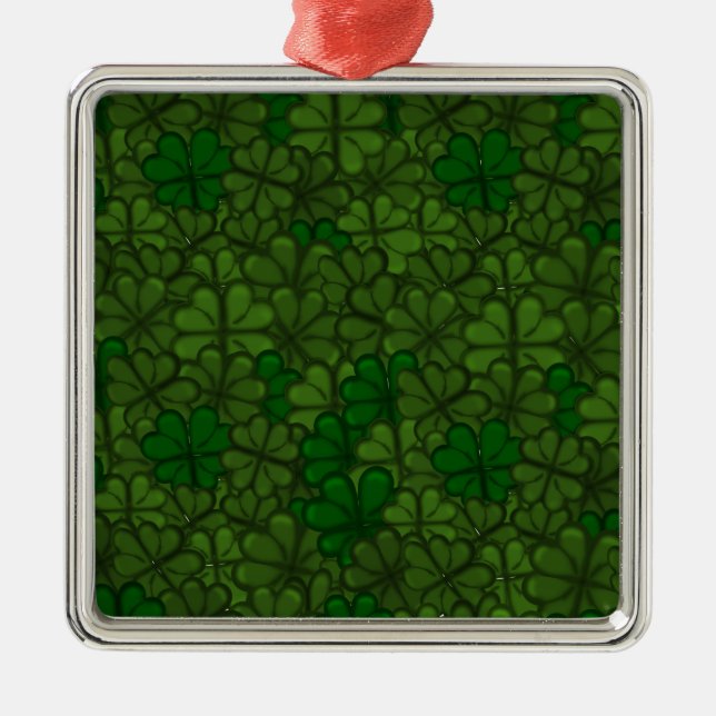 Field of Shamrocks Digital Art Pattern St Patricks Metal Tree Decoration (Front)