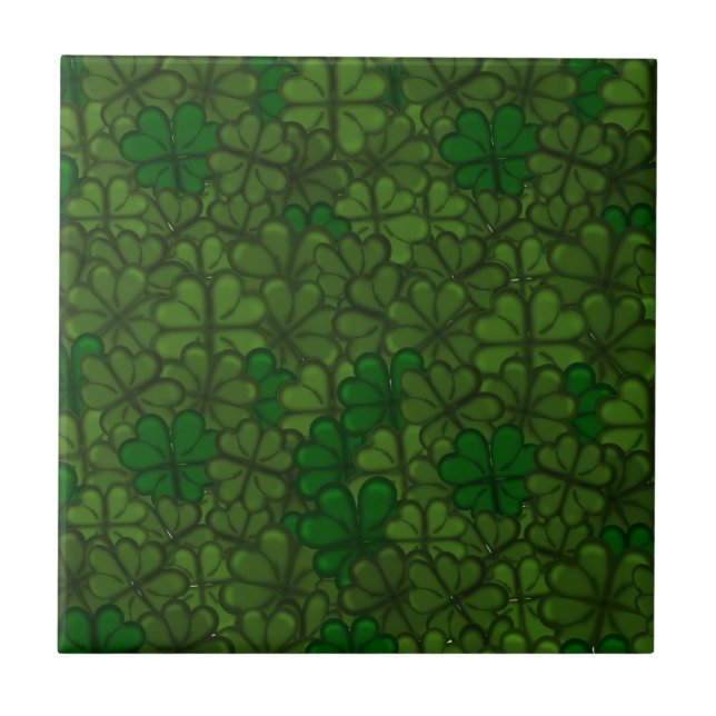 Field of Shamrocks Digital Art Pattern St Patricks Tile (Front)