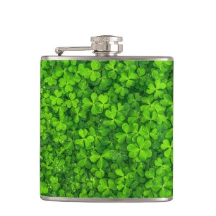 Field of Shamrocks Hip Flask