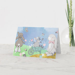 Field of spring bunnies card