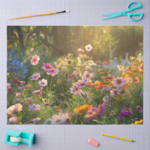 Field of spring flowers decoupage tissue paper