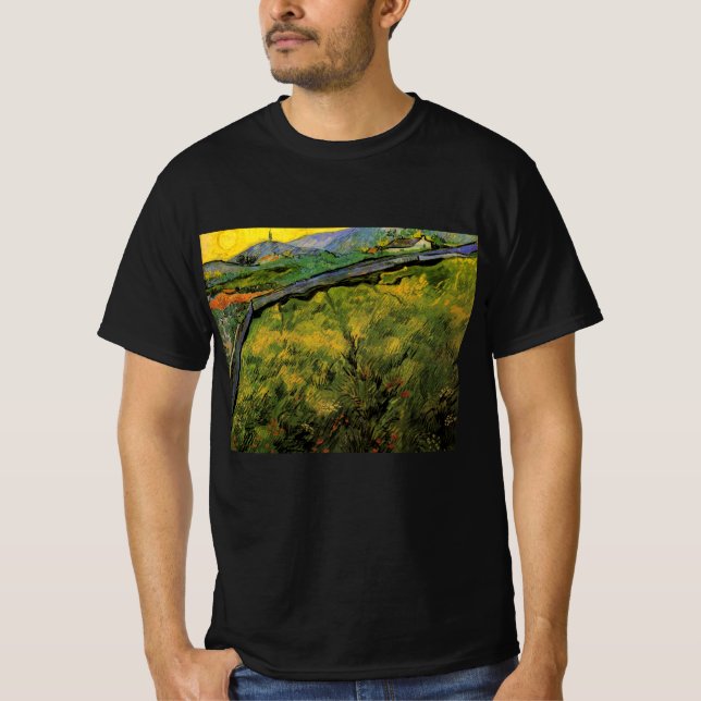 Field of Spring Wheat, Sunrise by Vincent van Gogh T-Shirt (Front)