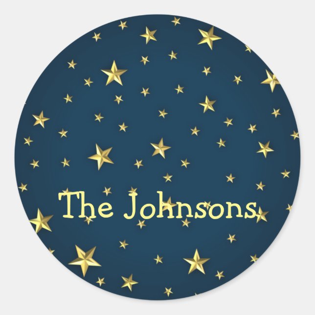 Field of Stars on Deep Midnight Blue Sky Classic Round Sticker (Front)