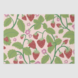 Field of Strawberries on cream background Tissue Paper