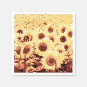 Field of Sunflowers - brown, gold and yellow Napkin