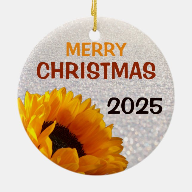 Field of Sunflowers Ceramic Ornament (Back)