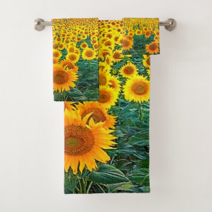 Field of Sunflowers Golden Sunrise Bath Towel Set