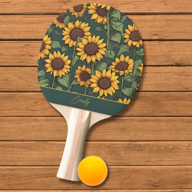 Field of Sunflowers Monogram  Ping Pong Paddle (Creator Uploaded)