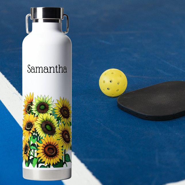 Field of Sunflowers Monogram  Water Bottle (Creator Uploaded)