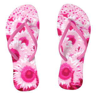 Field of Sunflowers - shades of fuchsia pink Jandals