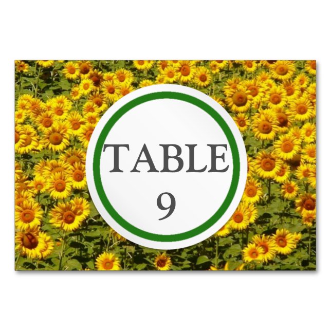 Field of Sunflowers Table Number (Front)