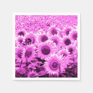Field of Sunflowers - violet, orchid and purple Napkin