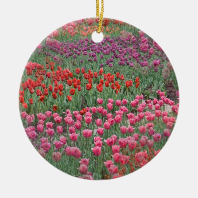 Field Of Tulips Ceramic Tree Decoration (Front)