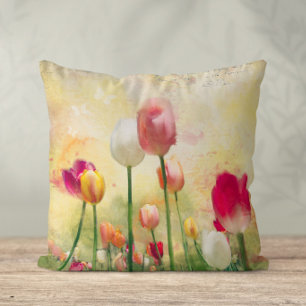 Field of Tulips Watercolour Cushion