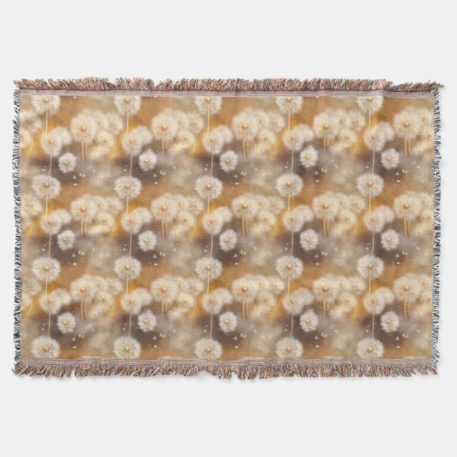 Field of Warm Dandelion Light Throw Blanket (Front)