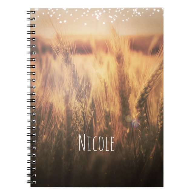 Field of Wheat Rustic Country Personalised Custom Spiral Notebook (Front)