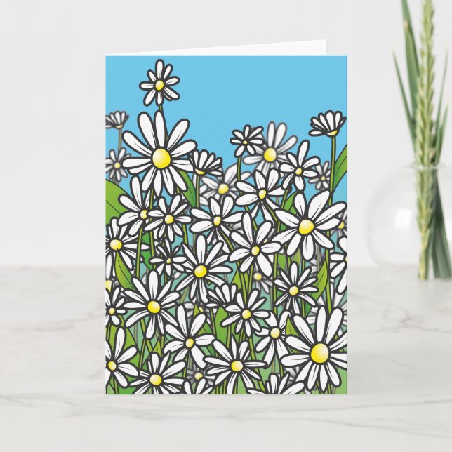 Field of white daisy flowers card (Front)