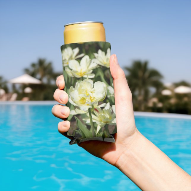 Field of white tulips Photo Seltzer Can Cooler (In Situ Pool)