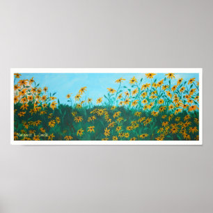 Field of Wildflower Black-Eyed Susans Painting Poster