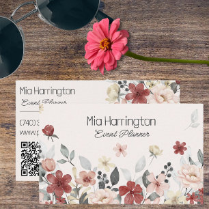 Field of Wildflowers with QR Code Business Card