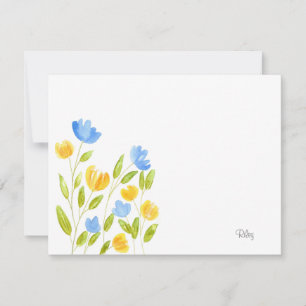 Field of Yellow Blue Flowers Card