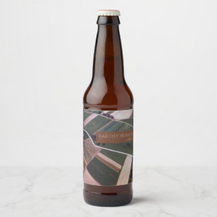 Field Quilted Landscape Green Earthy Aerial Shot Beer Bottle Label