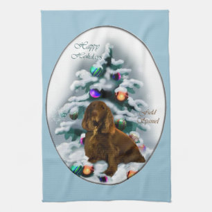 Field Spaniel Christmas Tea Towel