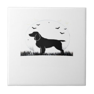 Field Spaniel Dog � Halloween Moon Silhouette Clas Tile