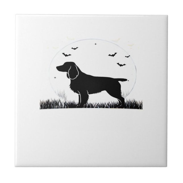 Field Spaniel Dog � Halloween Moon Silhouette Clas Tile (Front)