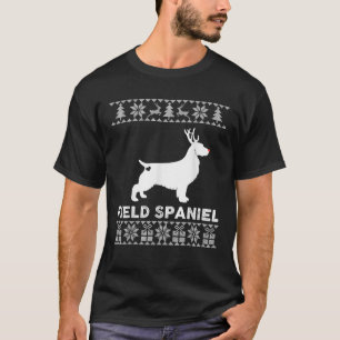 Field Spaniel Dog Lover Xmas Reindeer Ugly Christm T-Shirt