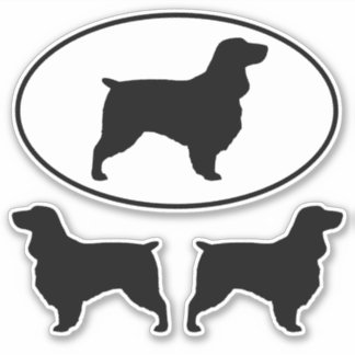 Field Spaniel Dog Silhouettes Vinyl Sticker Set