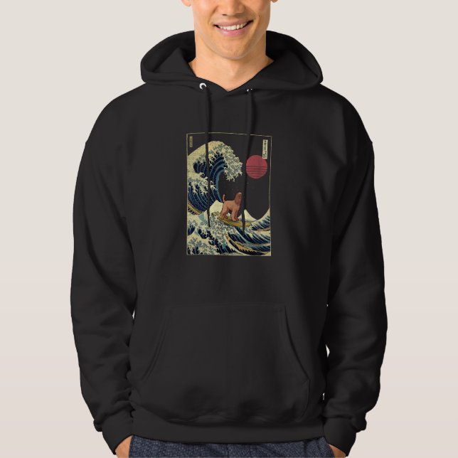 Field Spaniel Japanese Kanagawa Wave  Surf Dog Hoodie (Front)
