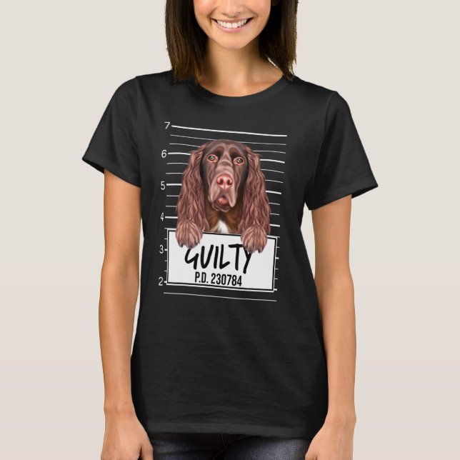Field Spaniel Mugshot Guilty Dog T-Shirt (Front)