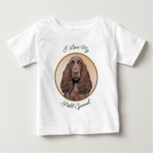 Field Spaniel Painting - Cute Original Dog Art Baby T-Shirt